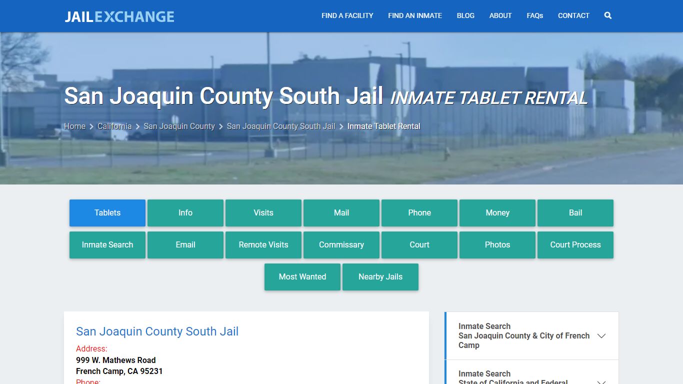 Inmate Tablets - San Joaquin County South Jail, CA - Jail Exchange
