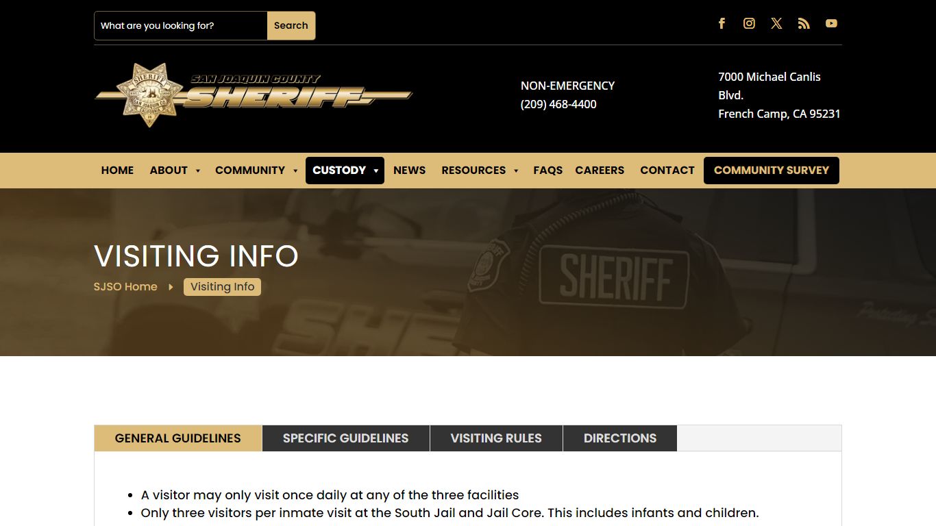 Visiting Info | San Joaquin County Sheriff's Office