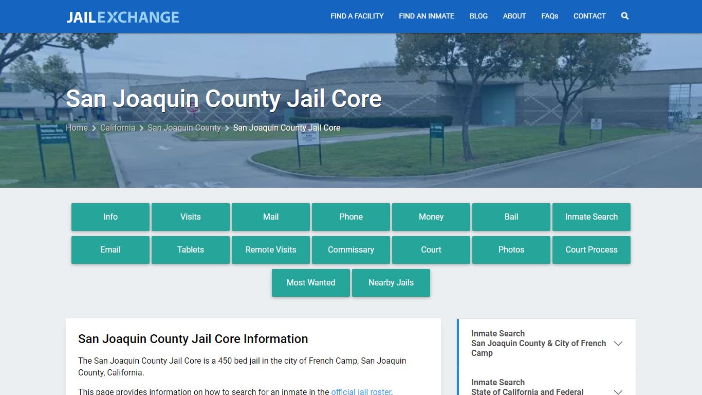 San Joaquin County Jail Core, CA Inmate Search, Information