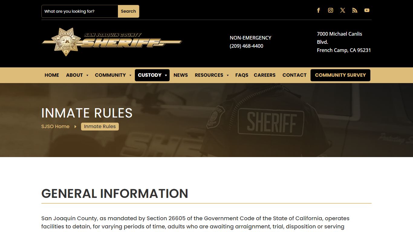 Inmate Rules | San Joaquin County Sheriff's Office